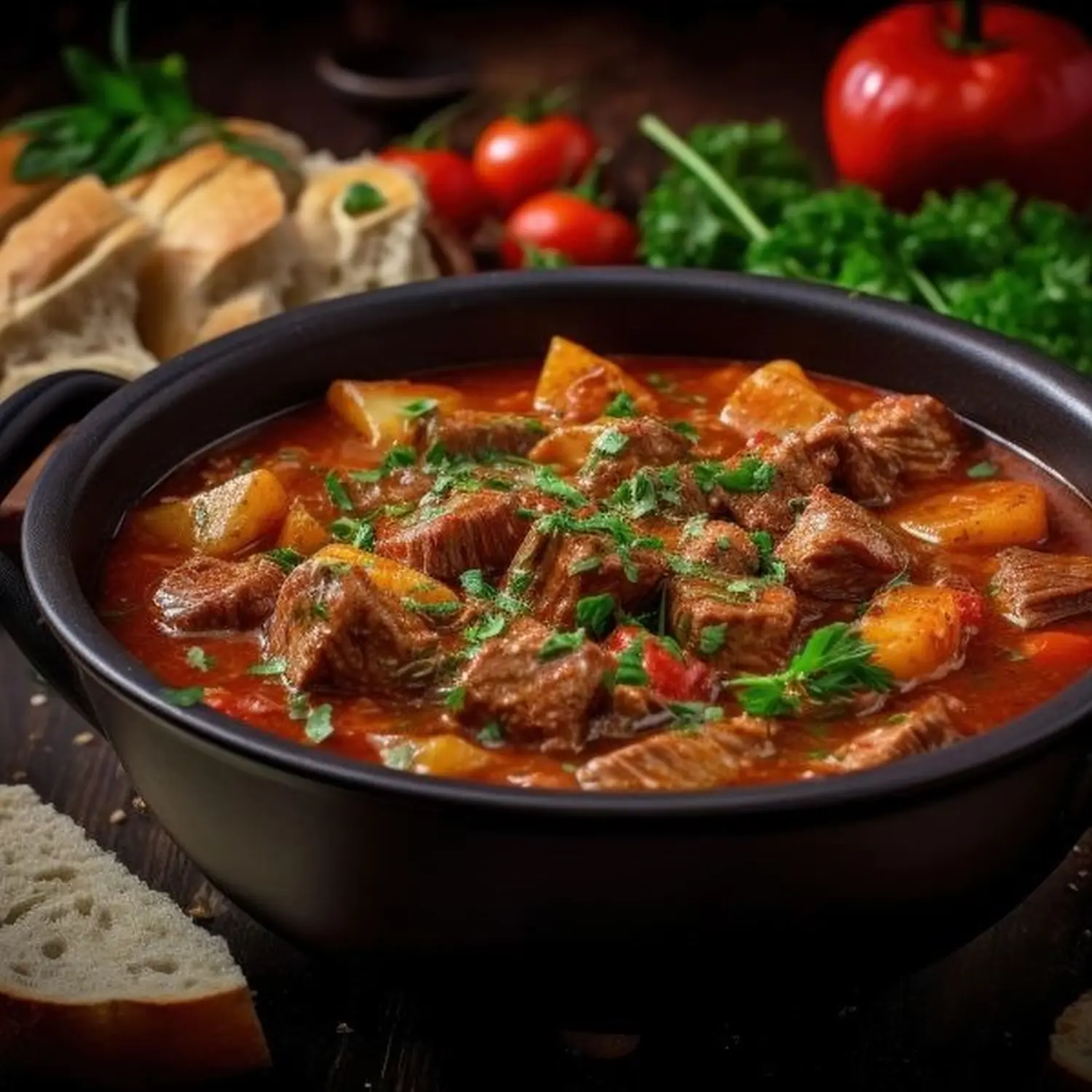 Wärmende Suppe - z.B. Gulaschsuppe mit Landbrot von Veranstaltungsservice Huber